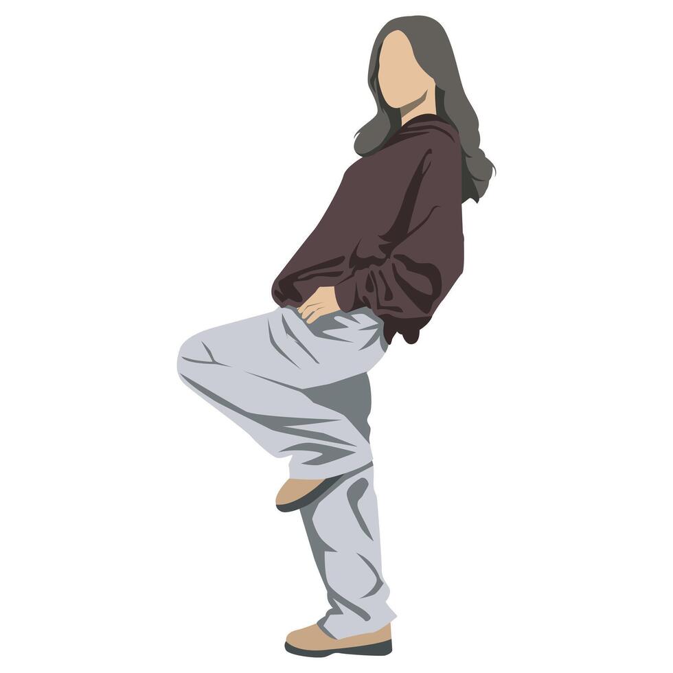 of a girl wearing a hoodie with a relaxed but still cool style vector