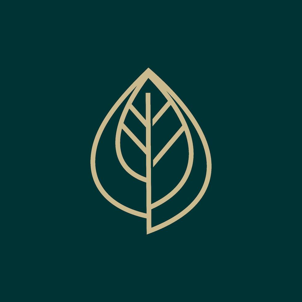 Leaf icon logo nature simple outline thin line isolated vector