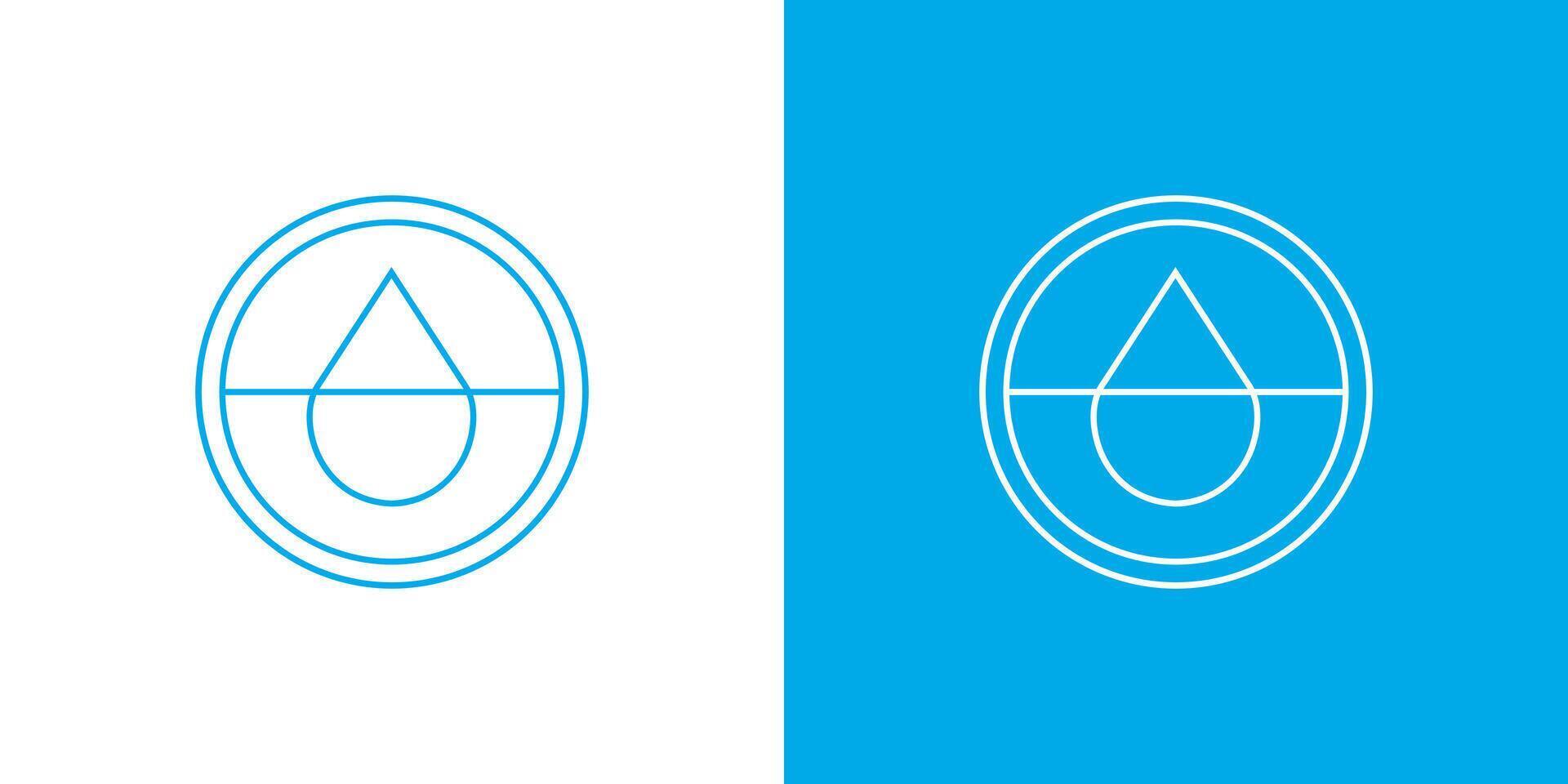 Water drop in the circle icon logo thin line outline droplet symbol vector