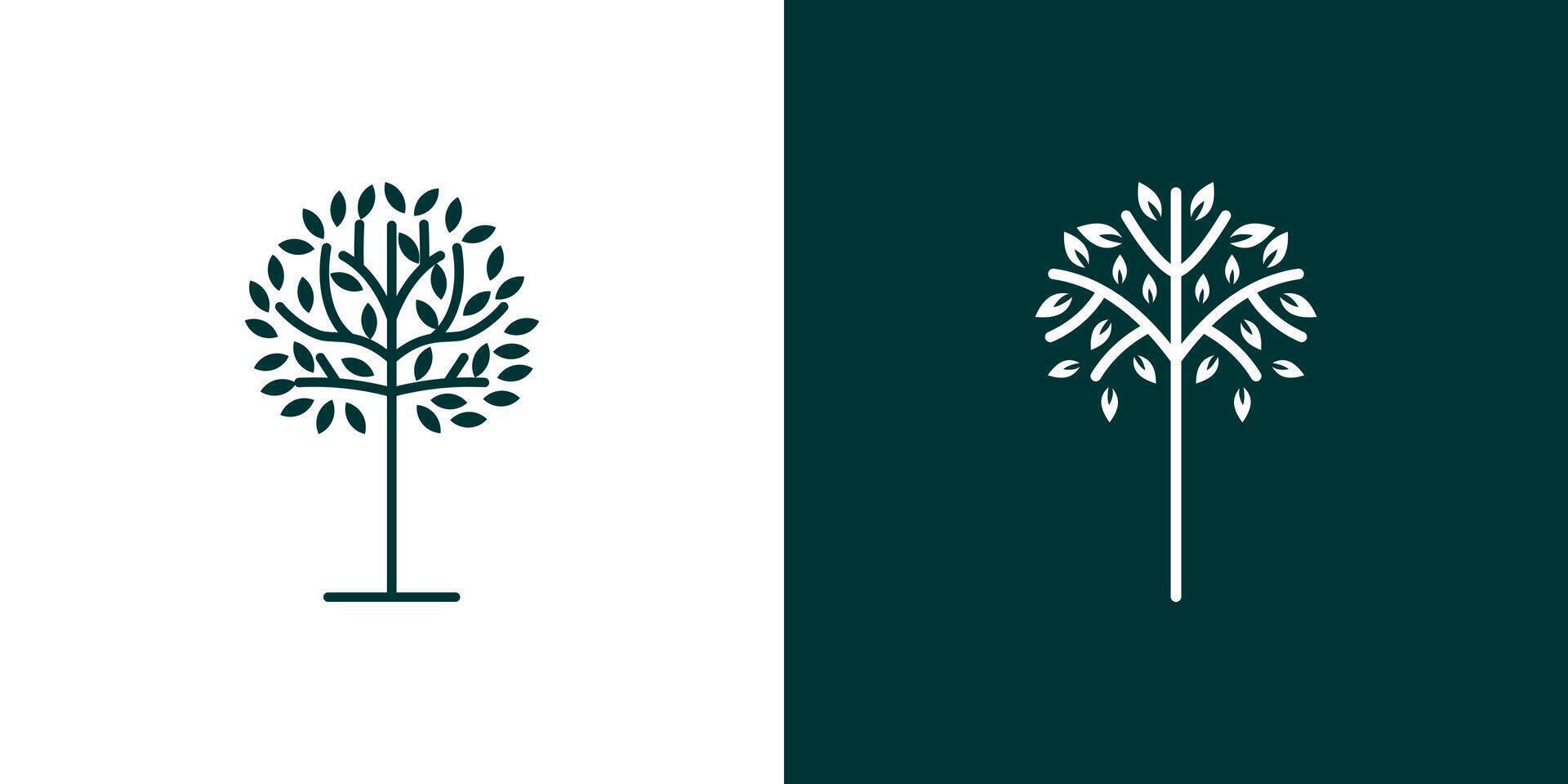 Tree line icon logo background simple garden green isolated vector