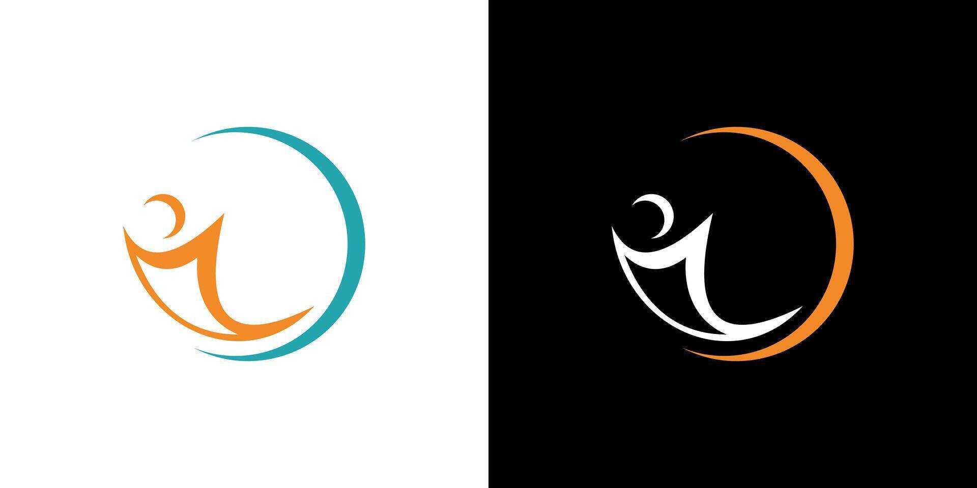 People jump in the circle person icon logo abstract design business vector