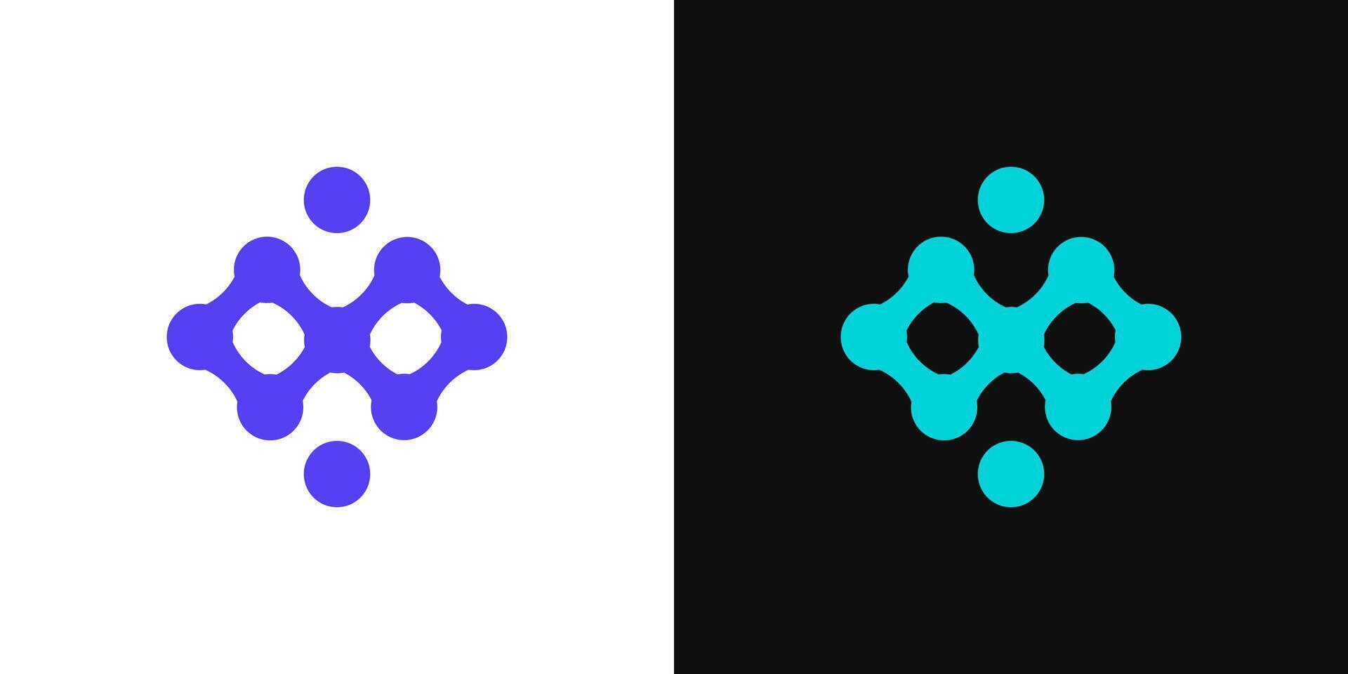 Connected dot icon logo atom connection molecular circle graphic vector