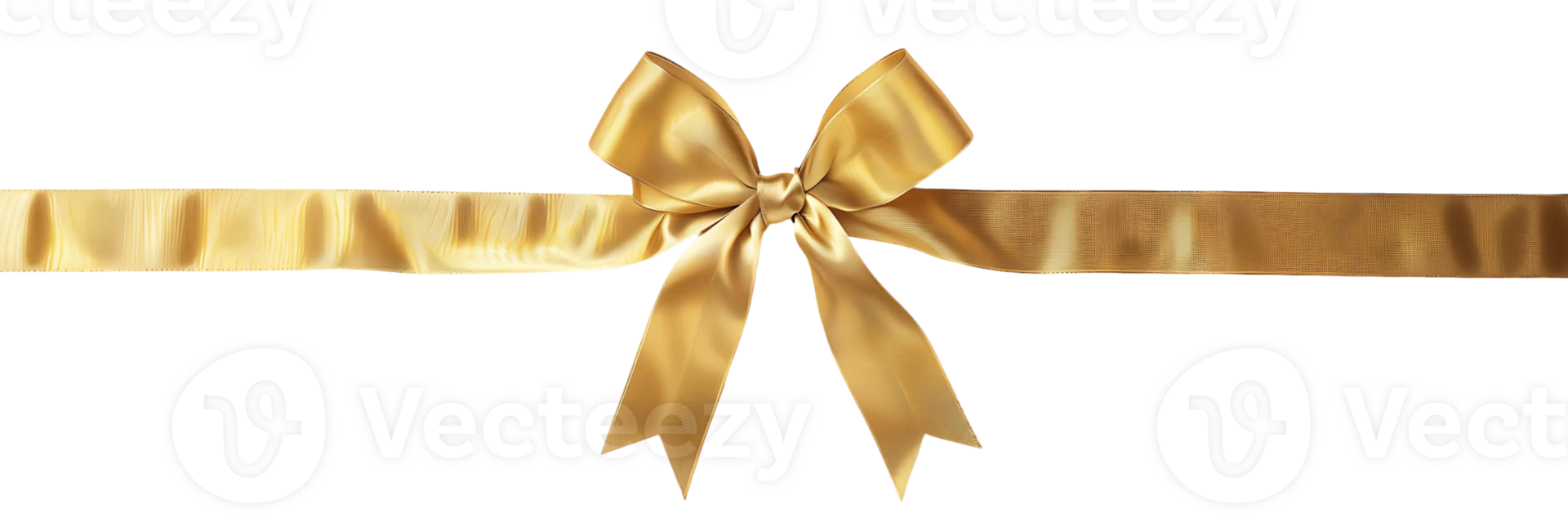 Isolated Gold Bow with Ribbon Border png