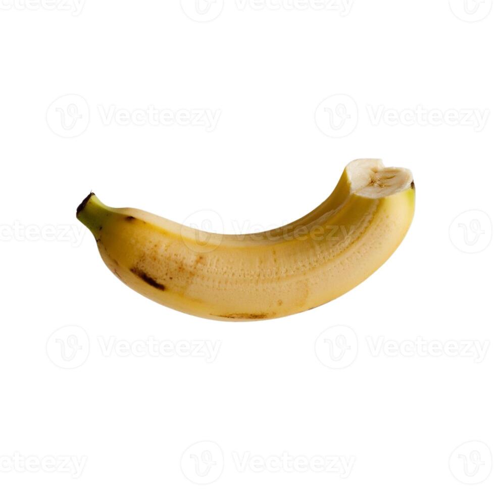 a banana with a human bite on a white background photo