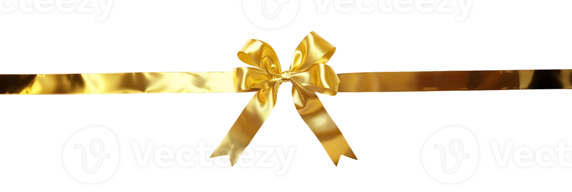 Gold Ribbon and Bow Isolated on Transparent Background png