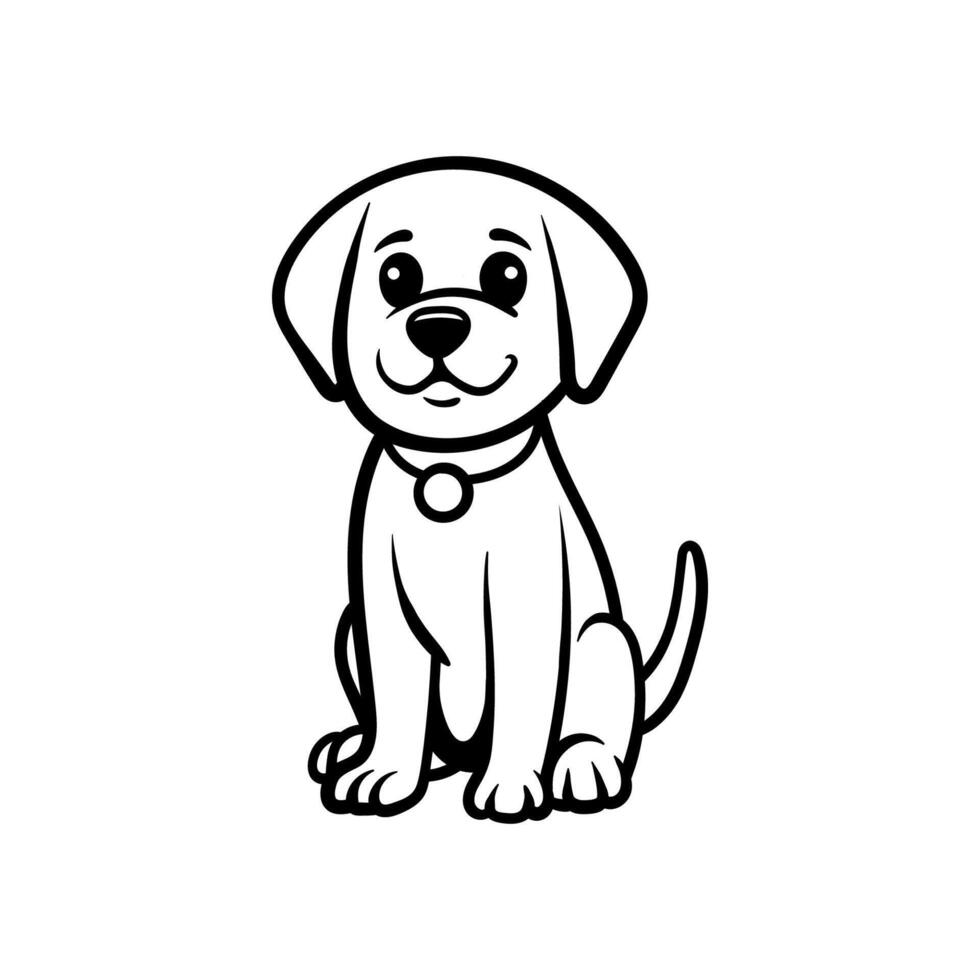 dog sitting cartoon drawing coloring line art style sketch classic vintage design illustration vector