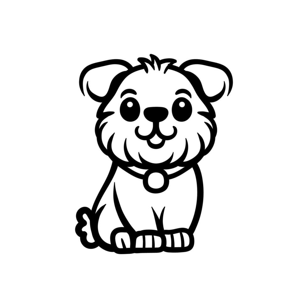 fun dog cartoon character drawing coloring line art style sketch classic vintage design illustration vector