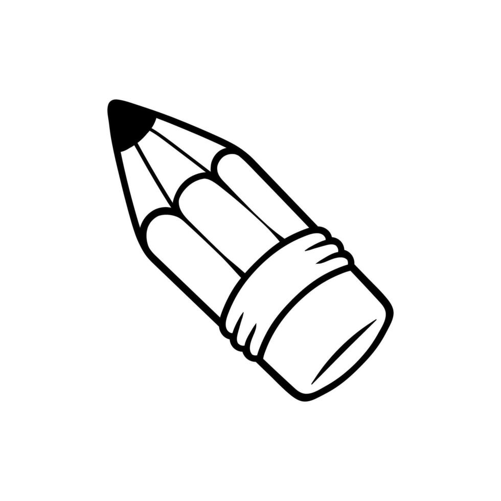 big pencil with eraser cartoon drawing coloring line art style sketch classic vintage design illustration vector