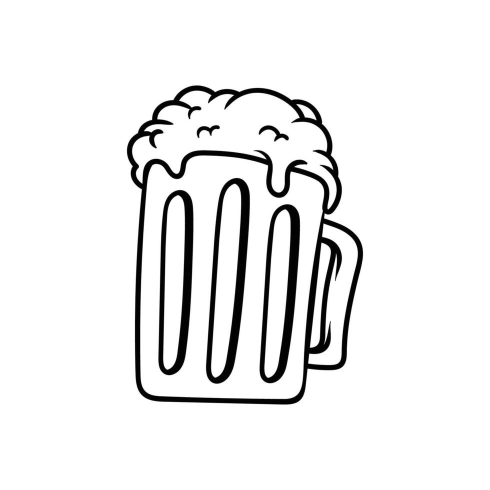 beer glass mug drawing coloring line art style sketch classic vintage design illustration vector