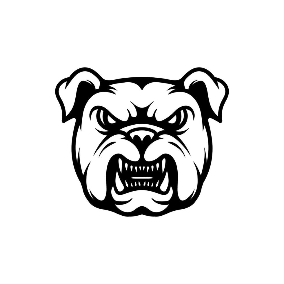 dog bulldog head logo drawing coloring line art style sketch classic vintage design illustration vector