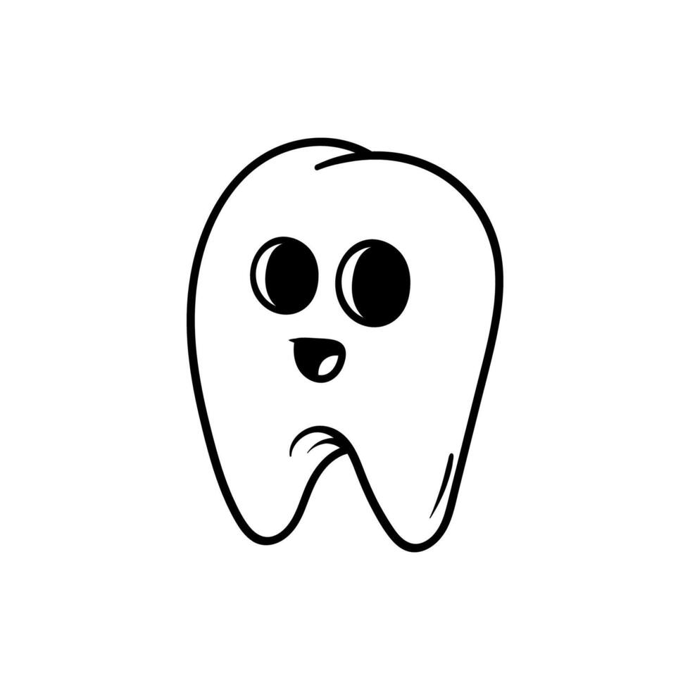 teeth fun character drawing coloring line art style sketch classic vintage design illustration vector