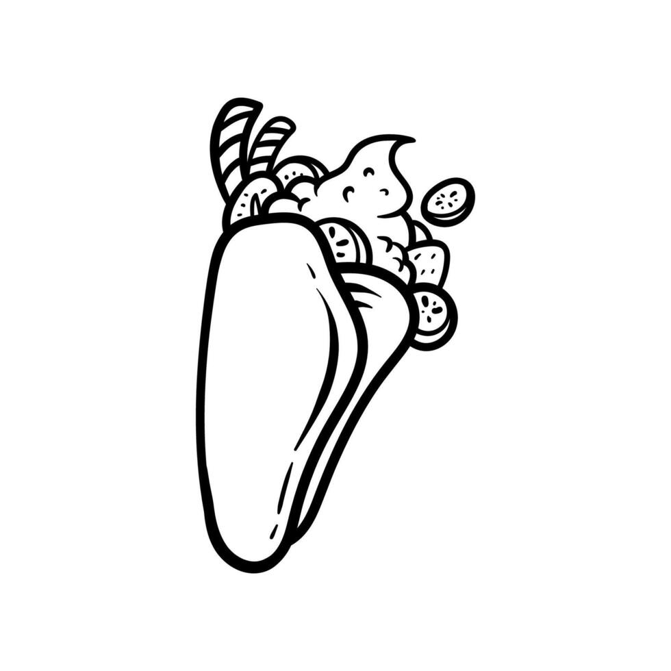 burrito ice cream drawing coloring line art style sketch classic vintage design illustration vector
