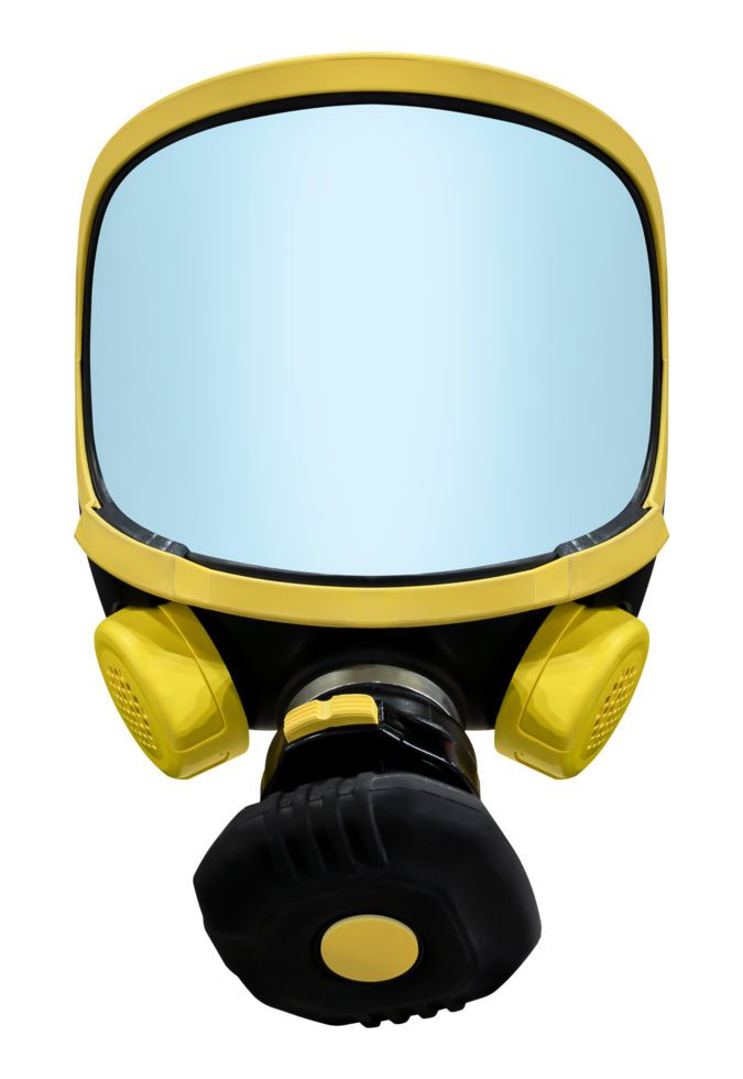 Yellow full face mask with particulate filter png