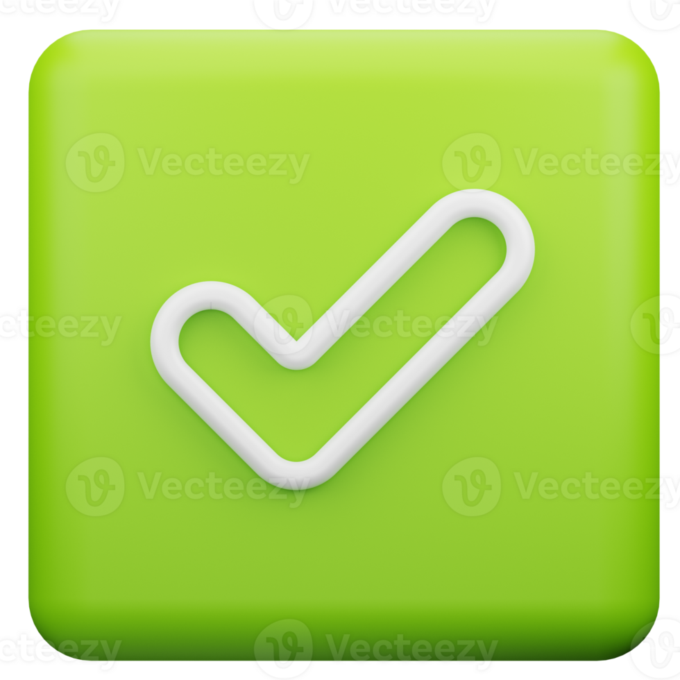 3D Render of Done Square Button png