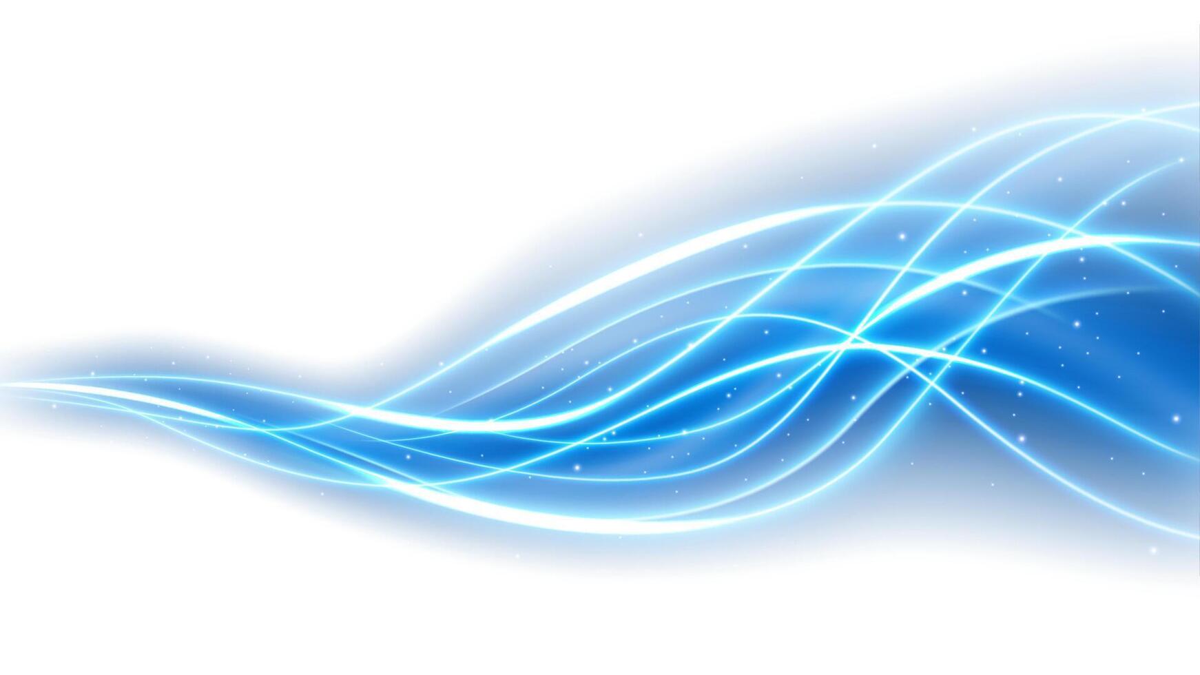 Abstract Blue Wave Line of Light Isolated on White vector