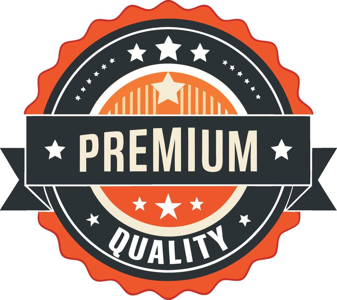 A badge with the words premium quality vector