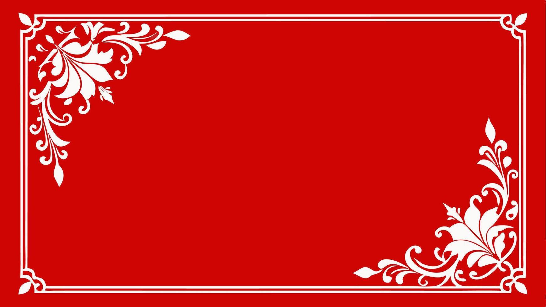 Rectangle Frame ornament at corner with isolated red background, red background ornament vector