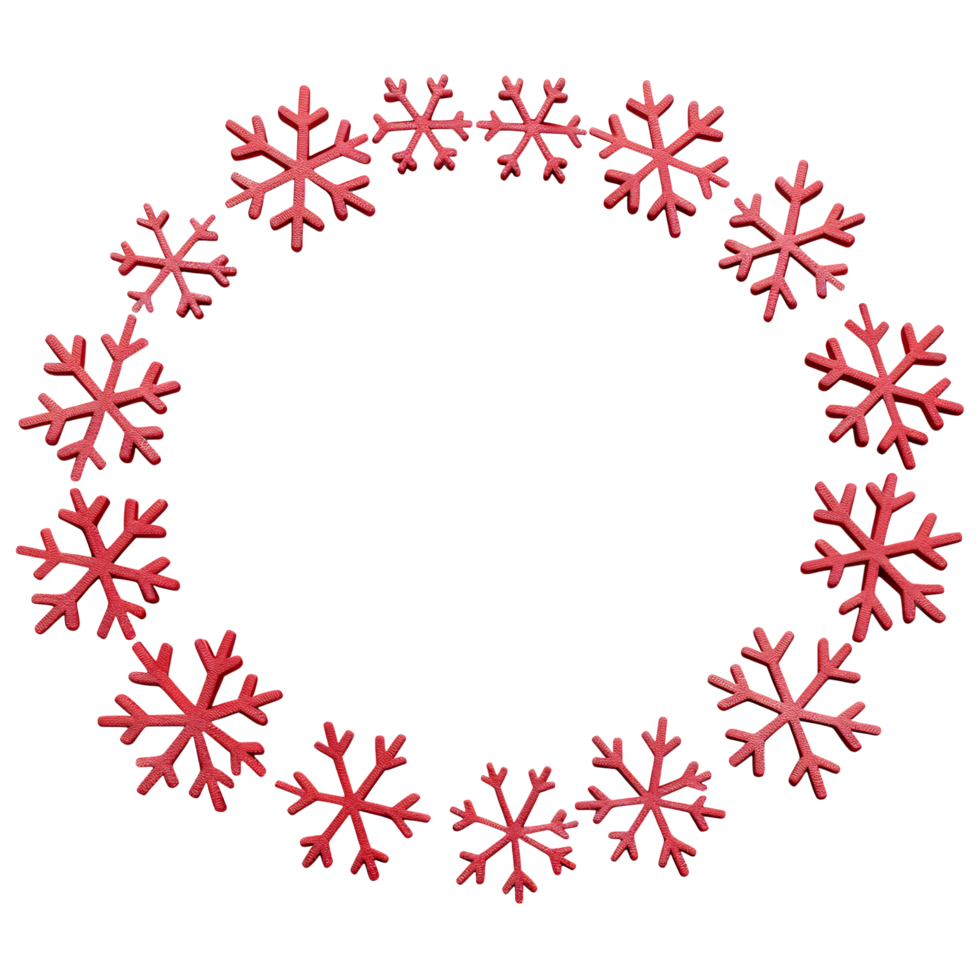 Red snowflake circle frame png