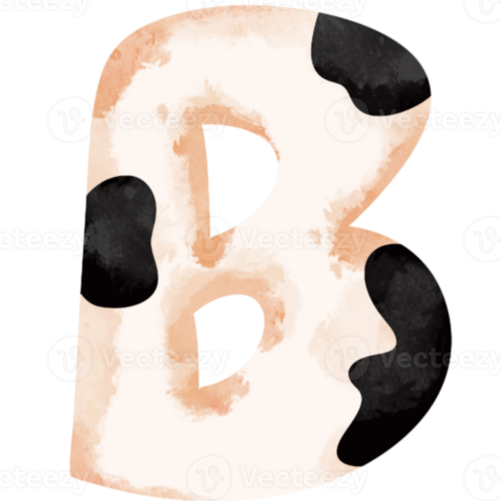 Cute cow animal print piebald letter B png