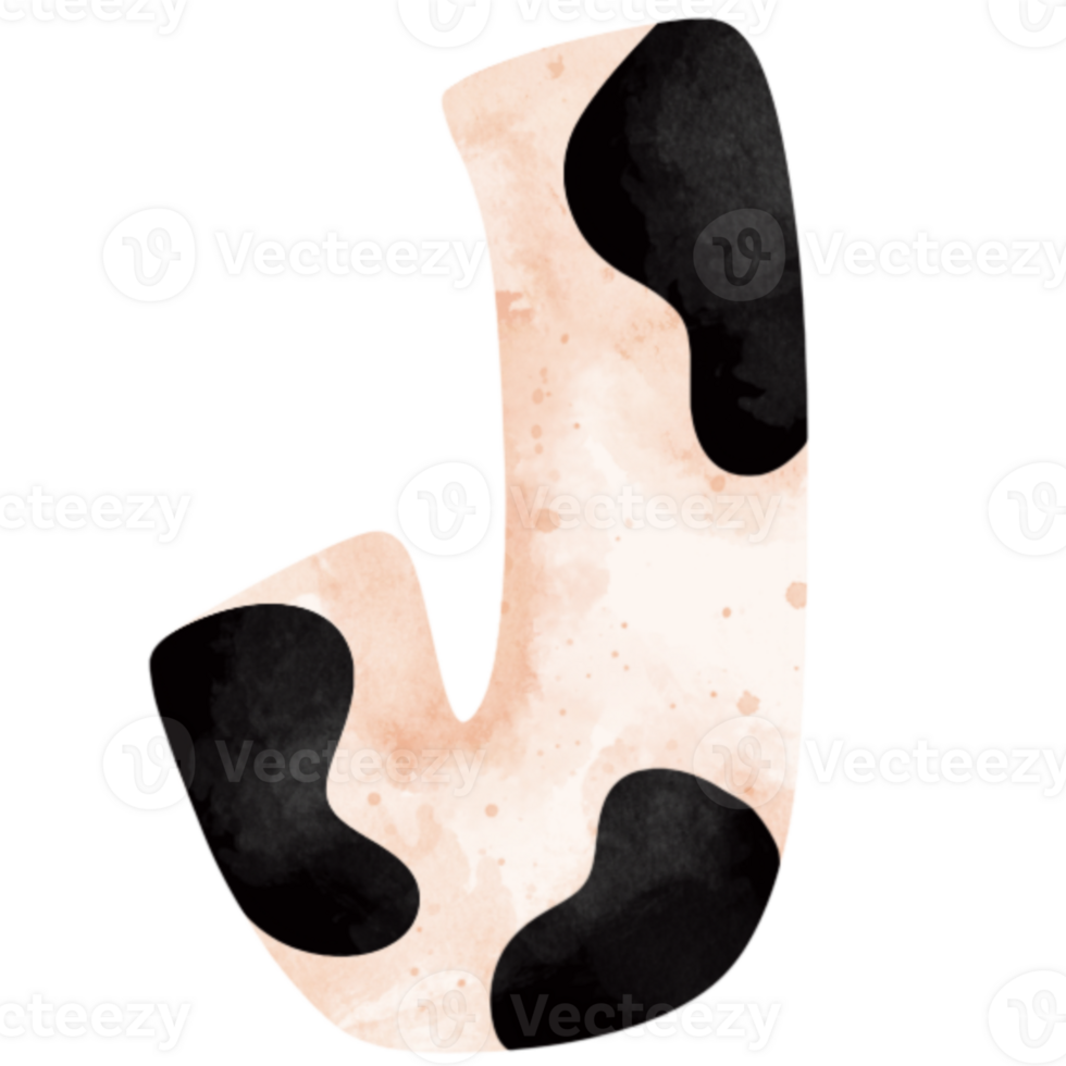 Cute cow animal print piebald letter J png
