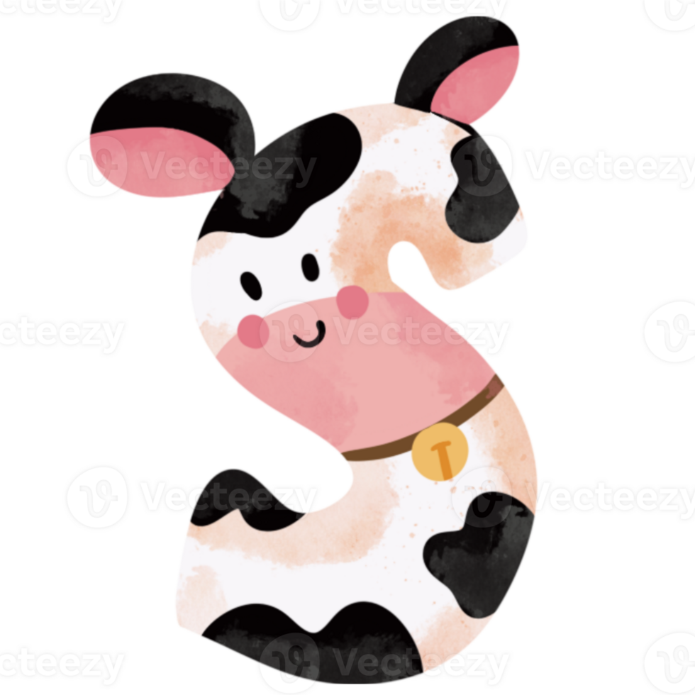 Cute cow animal print piebald letter S png