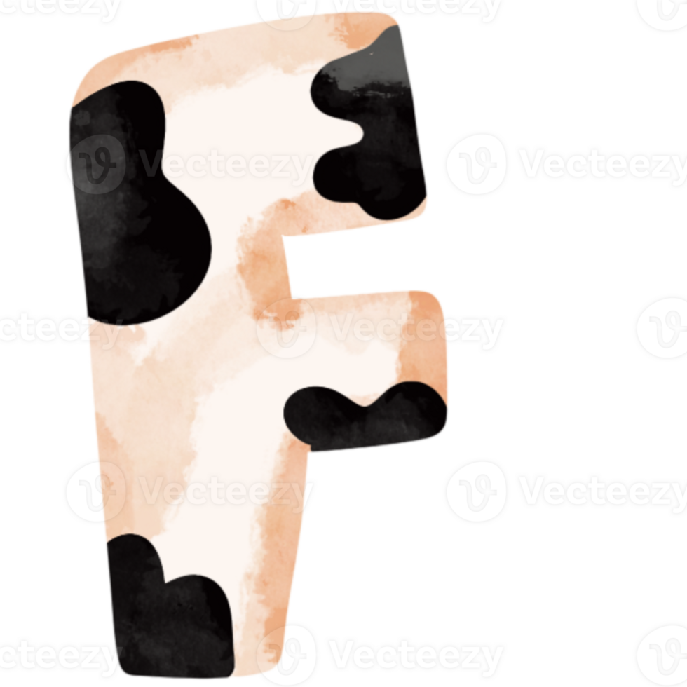 Cute cow animal print piebald letter F png
