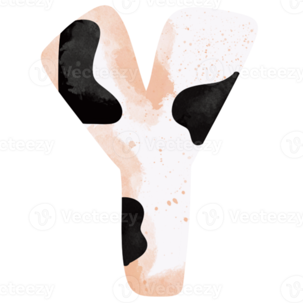 Cute cow animal print piebald letter Y png
