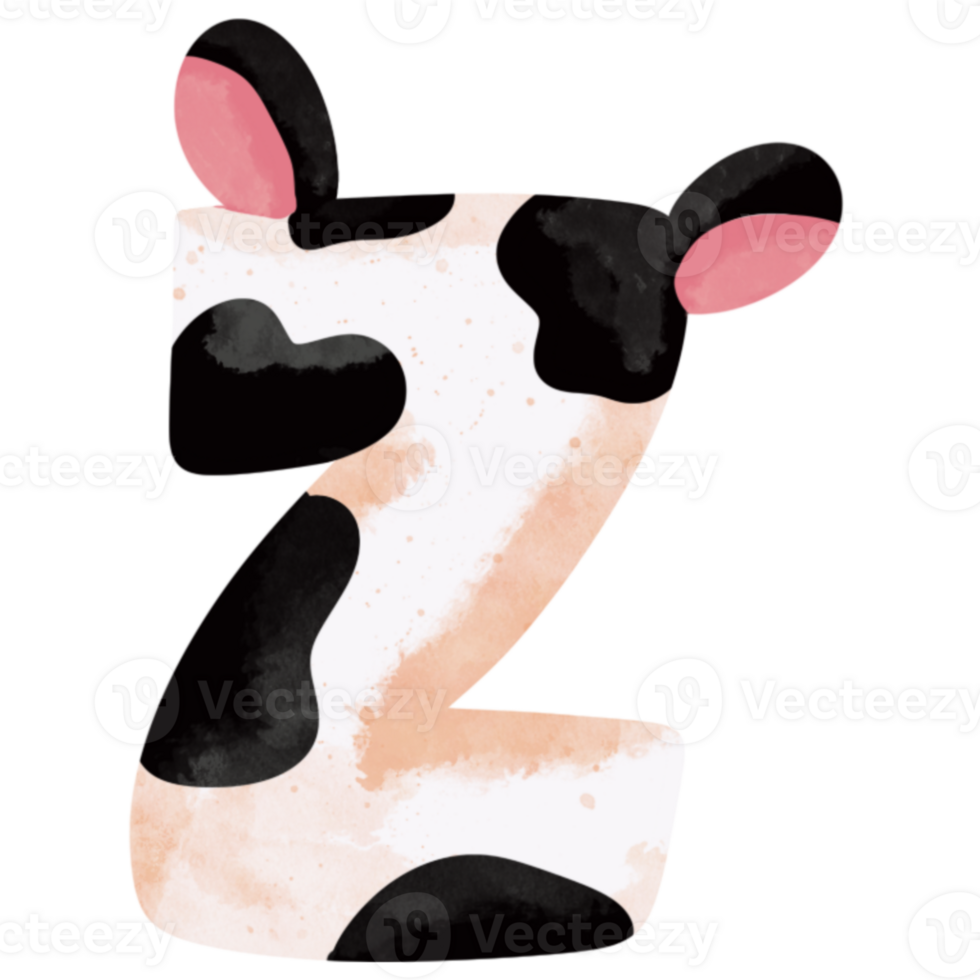 Cute cow animal print piebald letter Z png