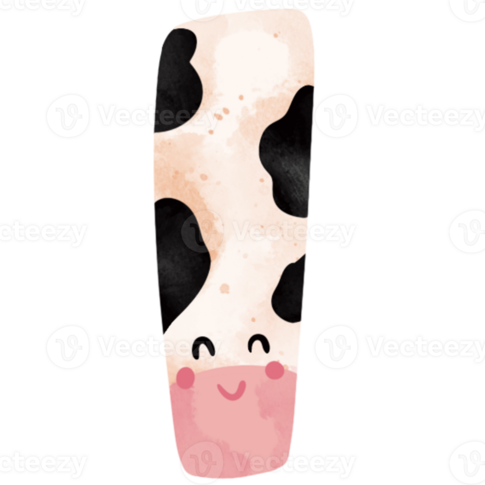 Cute cow animal print piebald letter I png