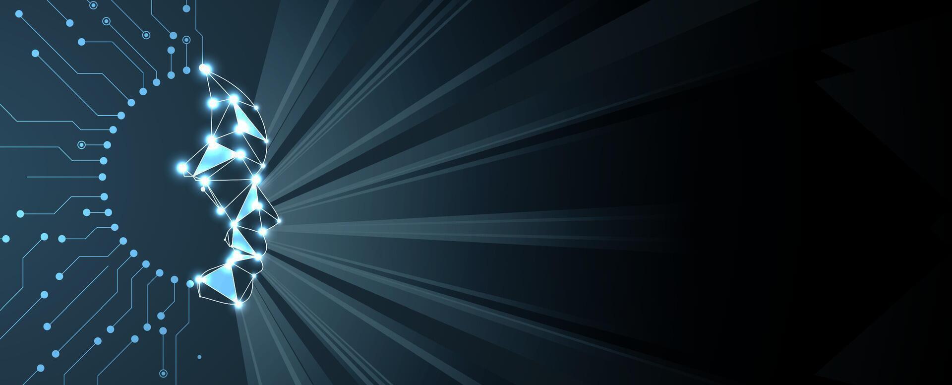 A futuristic background with a circuit board and a glowing light vector