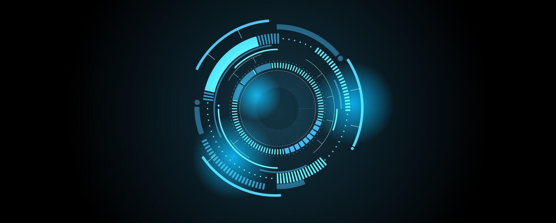 A futuristic blue circular design on a black background vector