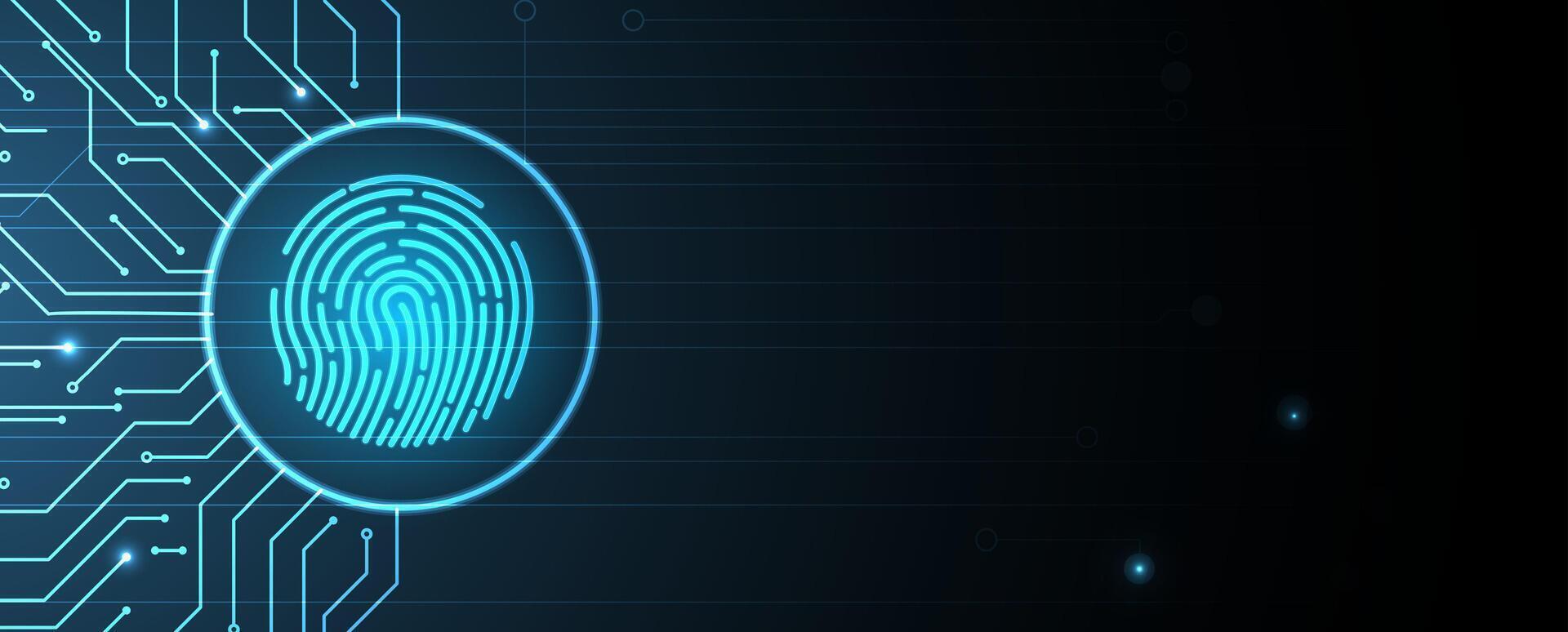 The fingerprint is shown on a circuit board vector