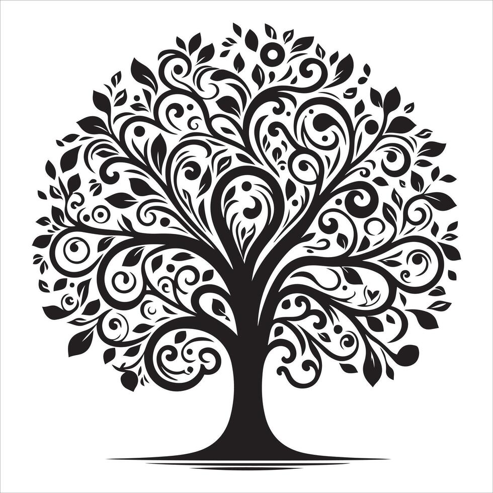beautiful silhouette tree art style vector