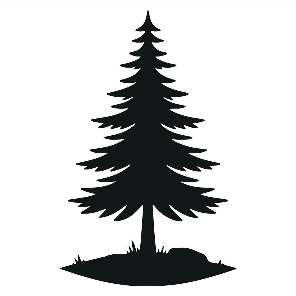 pine and crismast tree silhouette vector