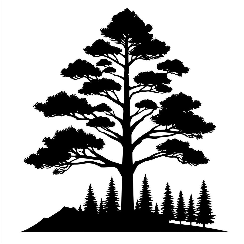 forest tall tree silhouette vector