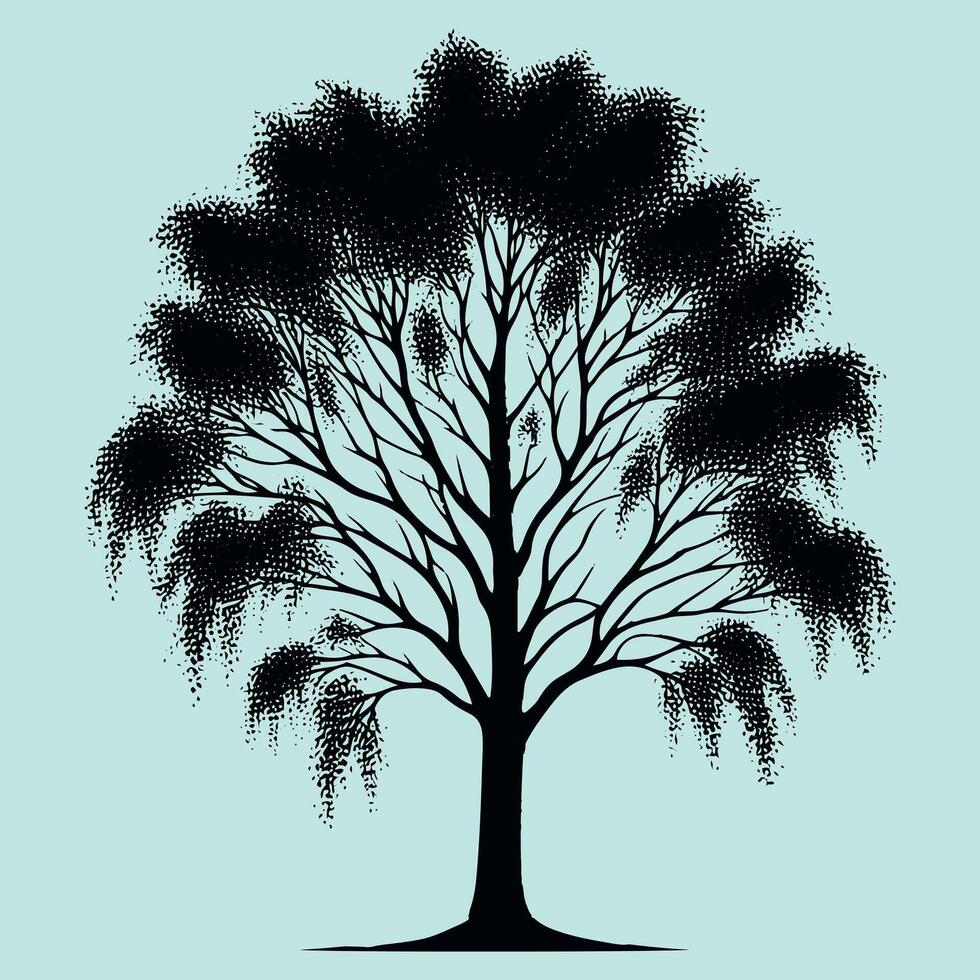 simple silhouette tree with backround vector
