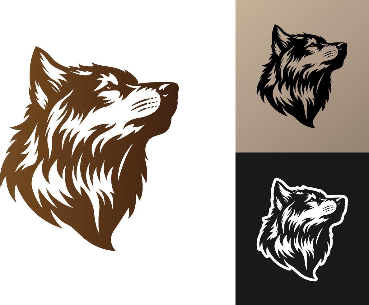 calm wolf head vector