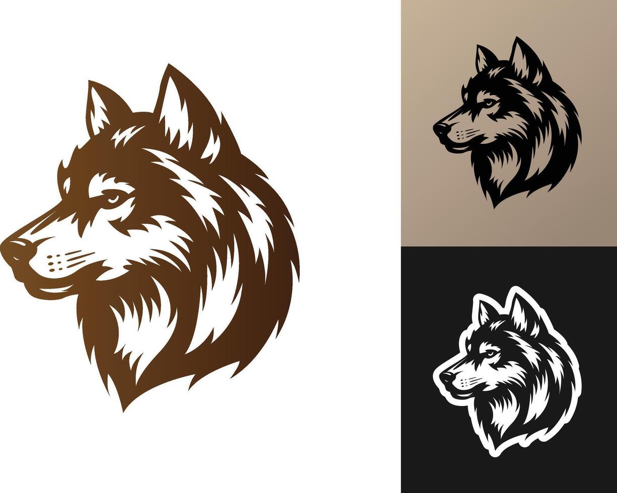 fierce wolf head vector