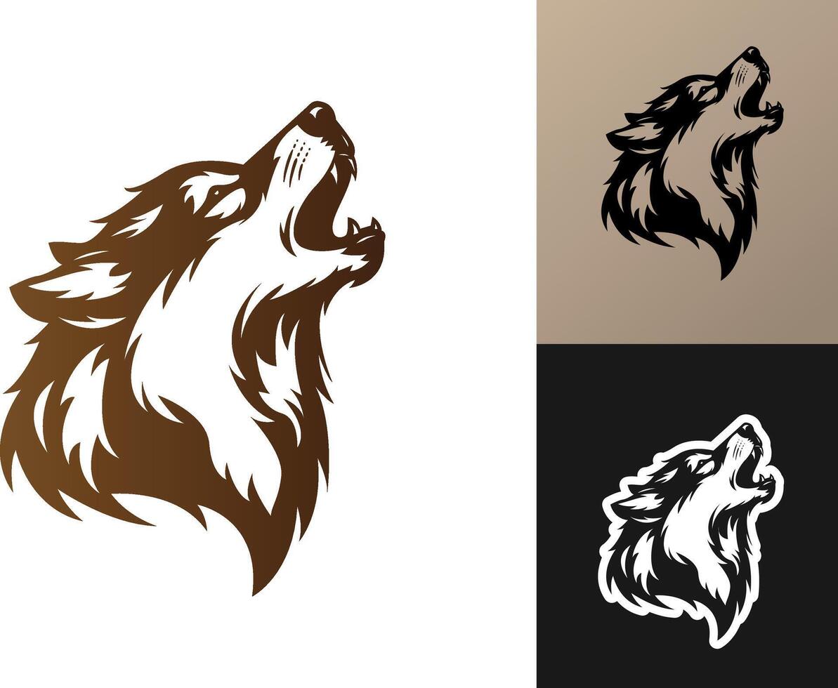 head howling wolf vector