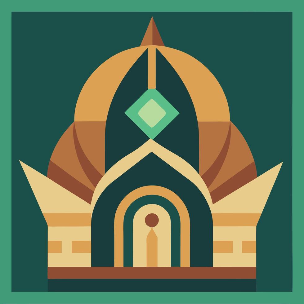 A flat design of a building with a crown on top vector