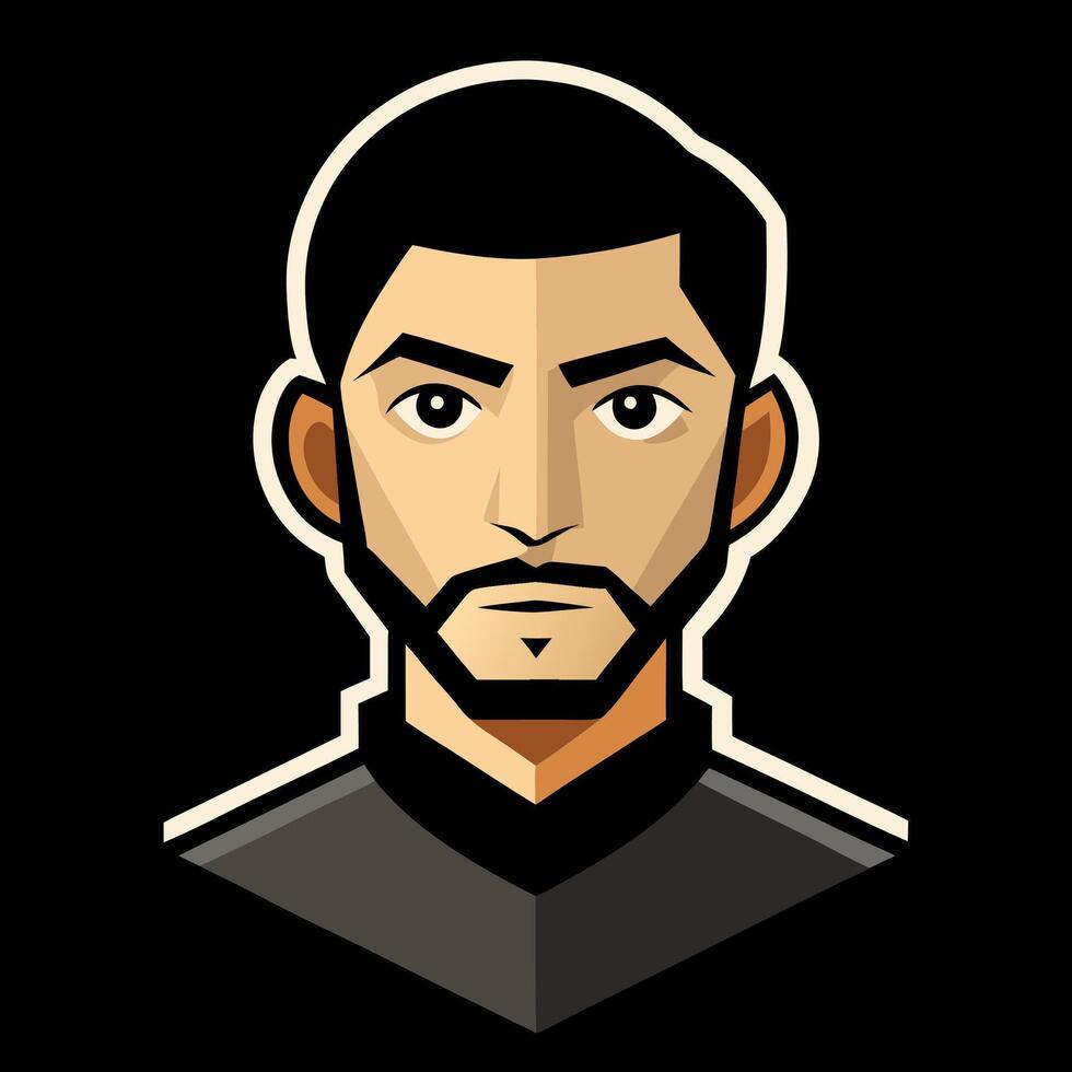 A man with a beard and a black shirt vector