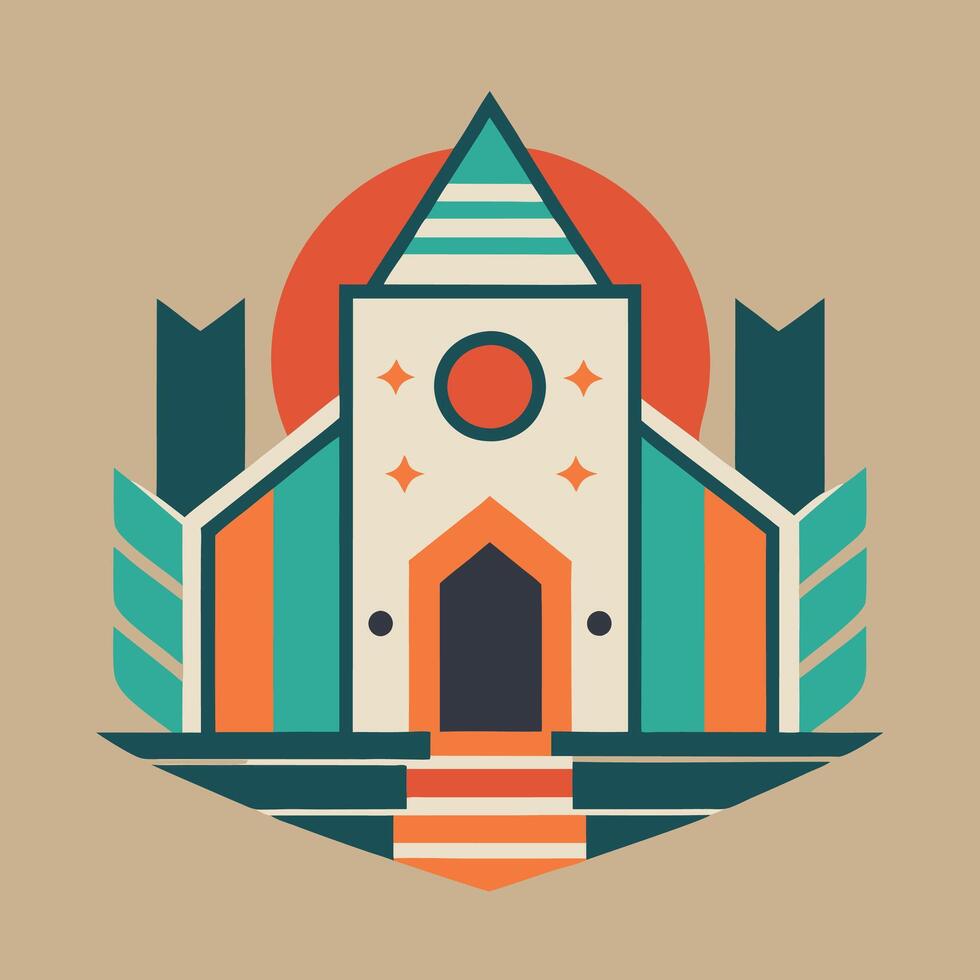 The church is in the middle of a field vector