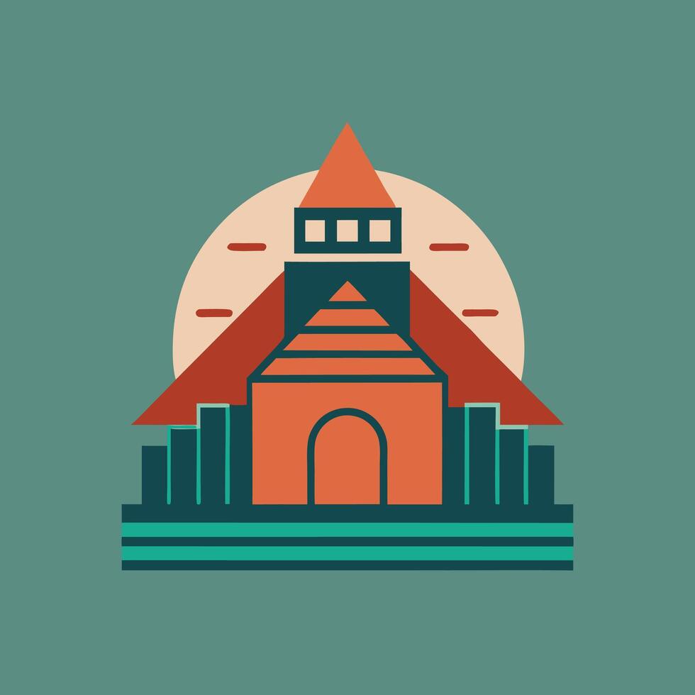 An illustration of a building with a roof vector