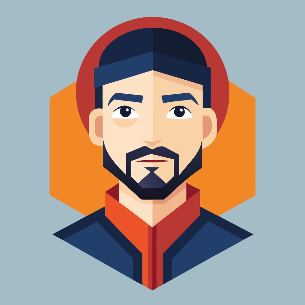 A man with a beard and a hat on a blue background vector