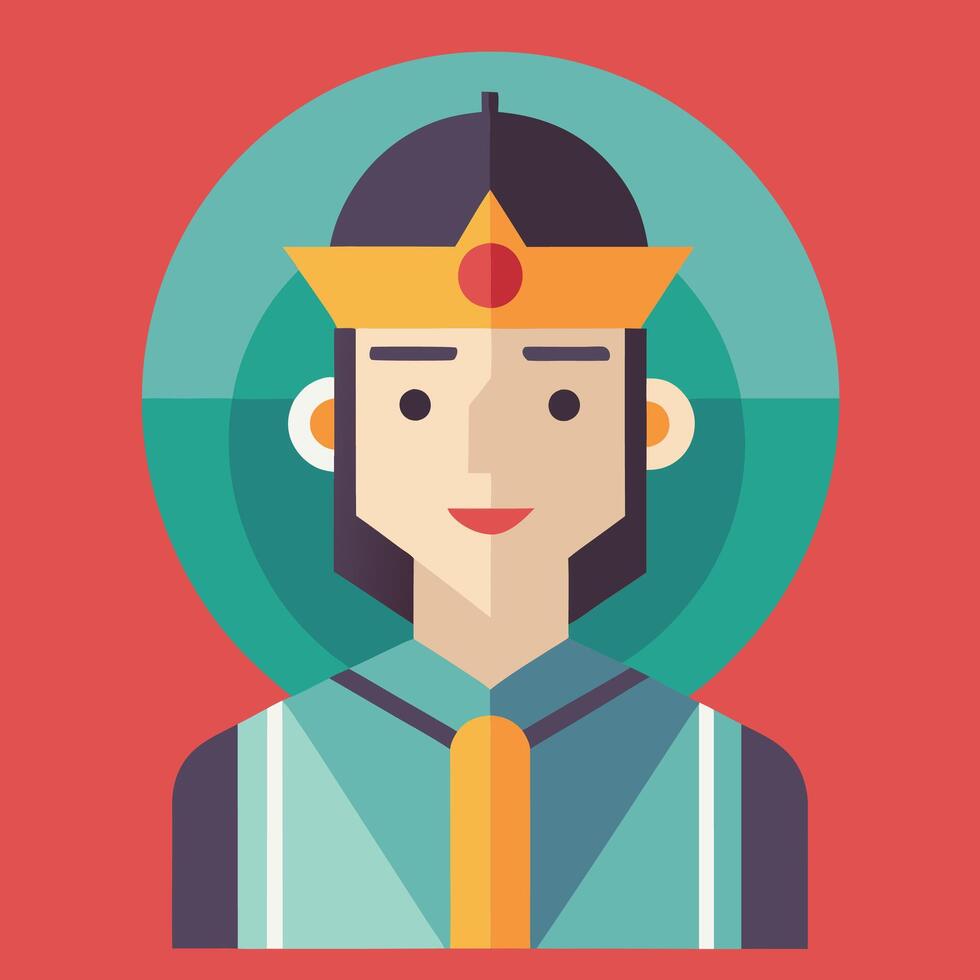 A flat illustration of a man wearing a crown vector