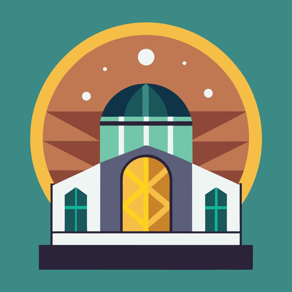 A flat icon of a church with a dome vector