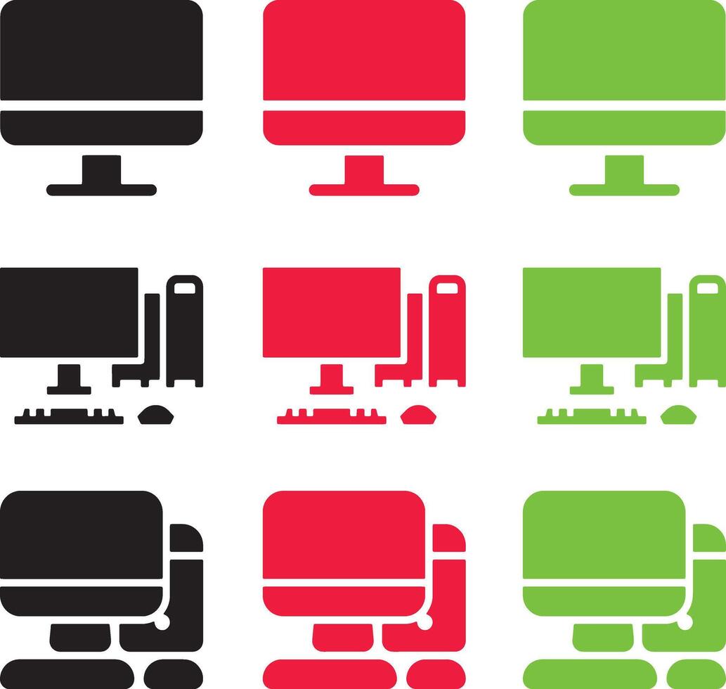 computer setup computer silhouette. desktop gaming pc silhouette. Monitor glyph icon. Desktop computer. Silhouette symbol vector