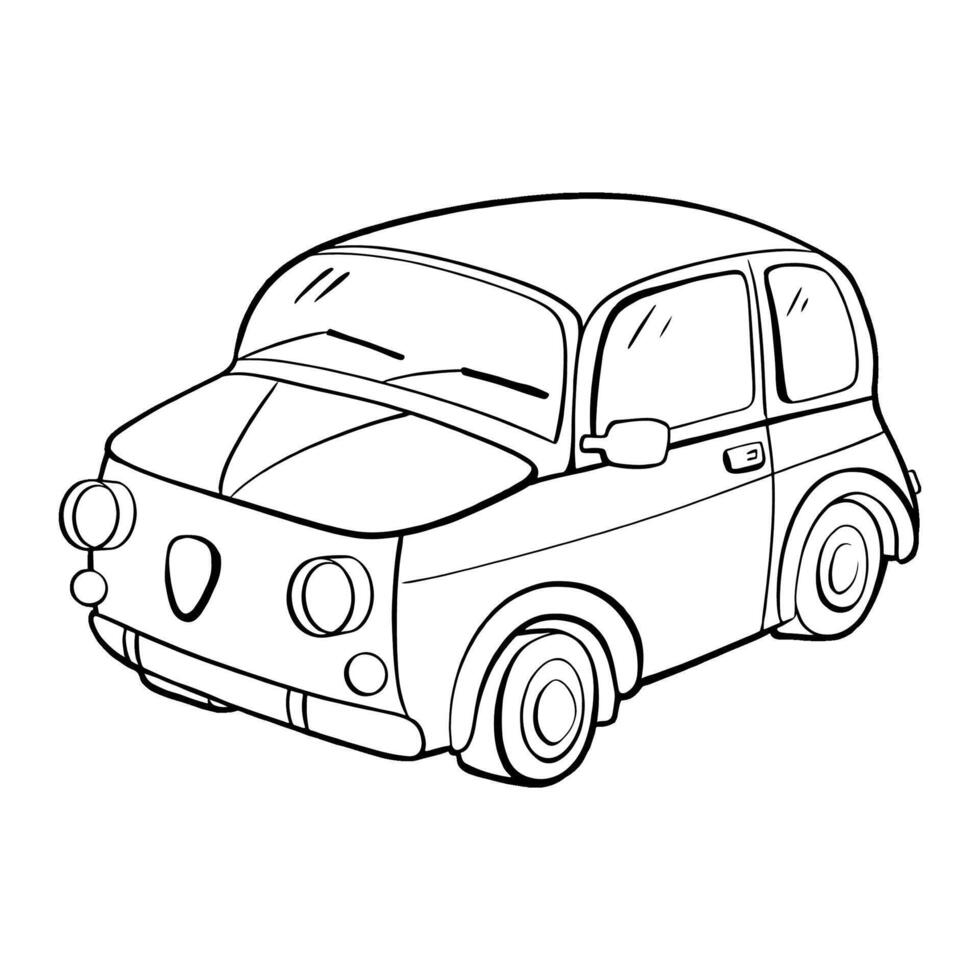 Illustration of an Adorable CartoonStyle Compact Car Designed in a Fun and Playful Way. sketch illustration. tourism vector