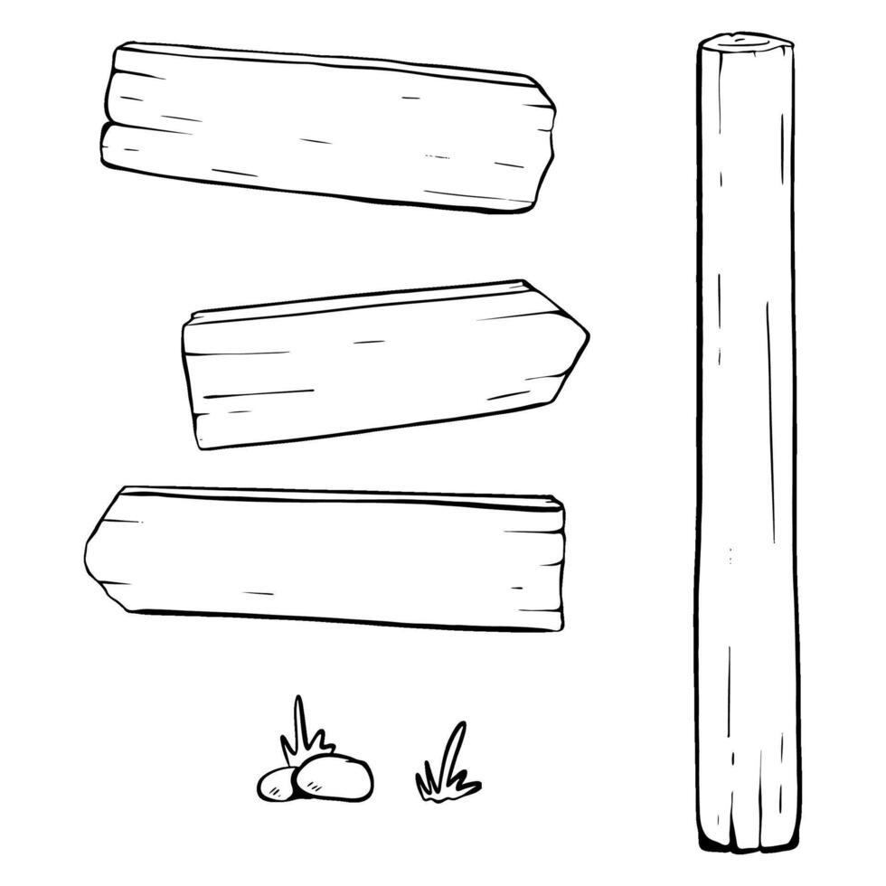 Illustration Sketch Featuring Wooden Planks and Various Natural Elements in Creative Design. sketch. tourism vector