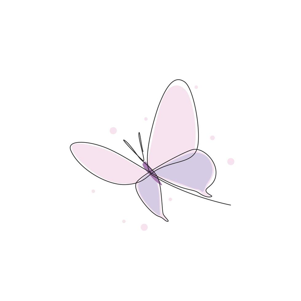 butterfly colorful continuous line drawing template good for celebration usage. continuous line element illustration. lineart design. monoline asset. vector